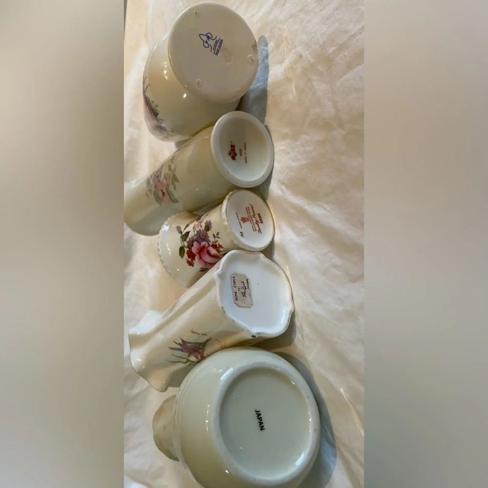 Five Vintage Floral Vases Bundle, Perfect Gifts, Just Ask To Be Split Please